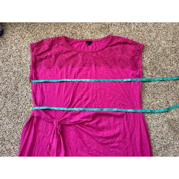 TALBOTS Women's Hot Pink Cotton Dress, size 3X, Eyelet detailing, Soft Cotton - Picture 4 of 10